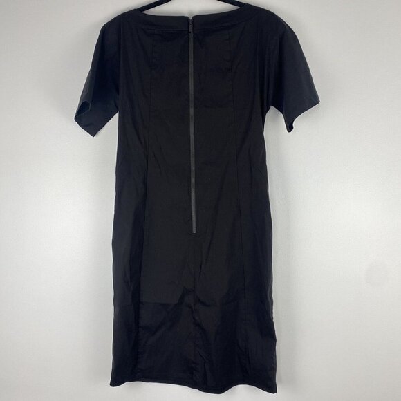 Lafayette 148 Women's Knee Length Shift Dress Size 4 Black Exposed Zipper - Picture 5 of 9
